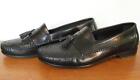 G.H.BASS & CO MEN'S BLACK LEATHER TASSEL LOAFERS WOVEN VAMPS SIZE 12 M