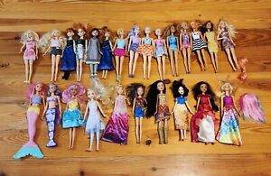 Huge 25 barbies dolls 2 wigs Mattel Hasbro Mix bulk toy lot