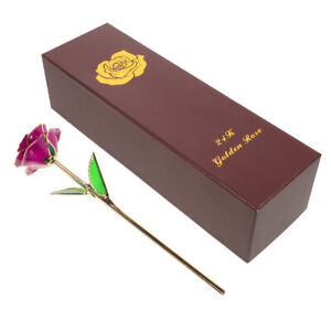 Rose 24k Gold Dipped&Trim Genuine Flower Eternal Love Romantic /w Gift Box US