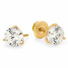 1ct Round Cut Studs Lab created Diamond 18K Yellow Gold Earrings Screw back