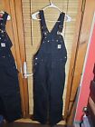 Carhartt Overalls Men's 34x32 Black Canvas Carpenter Double Knee LINED THERMAL