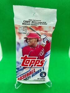 2021 Topps Baseball Series 1 Factory Sealed CELLO Pack 40 Cards RC INSERTS