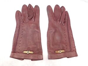*ETIENNE AIGNER LADIES BROWN LEATHER EVERYDAY GLOVES UNLINED SIZE 6.5