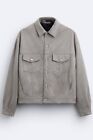 New Zara Boxy Fit Faux Suede Jacket Medium Grey 3548/304 trucker denim coat