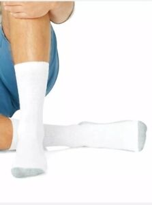 Hanes Premium Classics Men's Cotton Socks, Crew, White, Black size 6-12