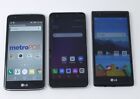 Lot of 3 Working LG Android Smartphones - K7 / Tribute Empire / K8 V