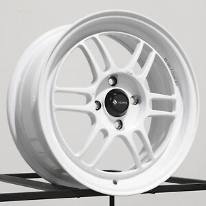15x7 Vors LT01 4x100 40 White Wheels Rims Set(4) 73.1