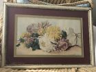 ~Gorgeous Antique Floral Watercolor Painting Signed Dated 1906 Gilt Wood Frame~