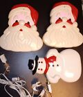 3 Vintage Christmas Blow Molds,2 Santa, 1 Frosty