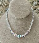 Vintage Single strand Glass Crystal Iridescent Aurora Borealis Collar Necklace