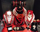 ❣️❣️❣️ALL VINTAGE Shades Of Red Lot Designer Signed Estate JEWELRY (0258)