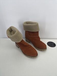 Women Wool Fur Winter Boot Mid-Calf Cotton Size 9.5 40 Rust Outdoor Ankle Bootie