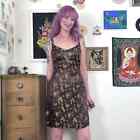 Vintage Vivienne Tam Slip Dress, 90s Brown Asian Print Rayon & Silk Dress Sz S