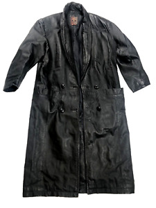 G-III Black Woman’s Leather Coat Long Vintage Trench Coat Adult Size Small