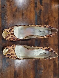Guess Womens Size 9M. Leopard Print Peeptoe Shoes.