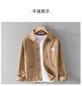 Men's Coat Loose Cotton Japanese Vintage Tops Workwear Casual Cargo Jacket Shirt