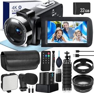 Video Camera 4K 48MP Night Vision Camcorder Touch Screen WiFi Vlogging YouTube