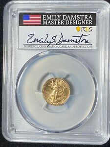 2021 $5 American Gold Eagle MS 70 Type 2 First Day of Issue, Damstra signed RARE