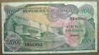 Congo 100 Francs Banknote 1963, P-1 Fine+ no pinholes no paper splits