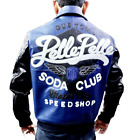 Men Pelle Pelle Classic Plush Stylish Blue & Black Soda Club Men Leather Jacket