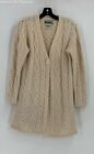 Aran Crafts Womens Ivory Wool Long Sleeve Cable-Knit Cardigan Sweater Size XS
