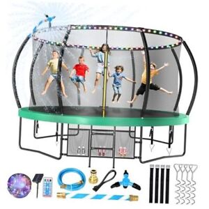 Upgrade 12 14 15 16FT Trampoline for Kids and Adults, Outdoor 12FT Forest Green