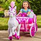 Princess Royal Horse And Carriage Girls 6V Ride-On Toy Light And Sounds New Gift