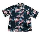 North River Outfitters Mens Button Up Shirt XL Bass Fishing & Boat USA Flag