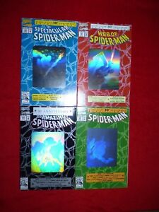 AMAZING SPIDERMAN 30th ANNIVERSARY COMPLETE HOLOGRAM NM+ GRADE SET OF FOUR L-162