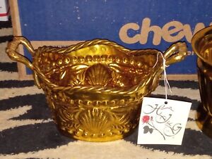 Lot Of Three Vintage Brass Planters H J & G BRAND 1 LONG WITH HANDLES