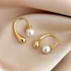 Golden Plating Water Droplet Pearl Piercing Earrings Fashion Earrings For Women