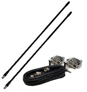 Shark Antennas TS822-4B Dual CB Antenna Kit with 4ft Antennas, Mounts and Cable