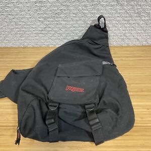JanSport Black Canvas Ergonomic One Shoulder Sling Backpack Bag. Pre-Owned