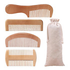 4 Pcs Wooden Comb Set for Women Men - Wide Tooth Wood Comb for Curly Hair, Natur