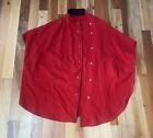 VINTAGE ADULT PURE WOOL BLEND RED SNAP BUTTON WARM OVERSIZED PONCHO CAPE SHAWL