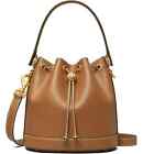 Tory Burch T Monogram Handbag Crossbody Leather Bucket Bag Moose Brown