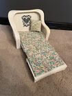 Barbie White Faux Wicker/Rattan Sofa Bed With Cushion