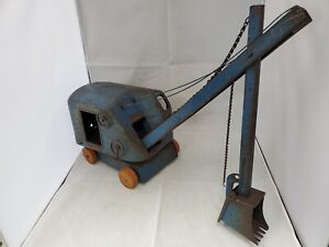 Structo Toys Vintage Steel Shovel Crane Blue, AS-IS, Ships Free