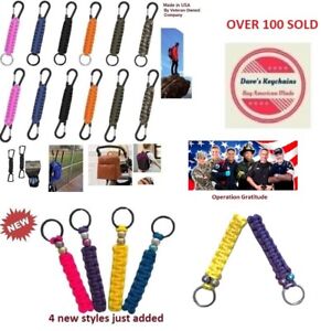 Paracord Keychain Key 6 Colors or HD Carabiner both ends Made in USA NEW Styles!