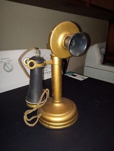 Antique 1915? Western Electric Brass Candlestick Desk Table Telephone Phone 20AL