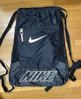 Nike Drawstring Backpack Gym Bag Black Nike Swoosh Logo. Zipper Audio Pocket