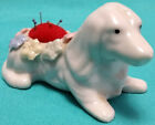 Vintage DACHSHUND PIN CUSHION With Floral Motif