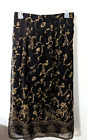 Vintage Sag Harbor black 100% polyester voile midi skirt MP abstract floral