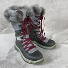 Santana Canada Womens Winter Boots Size 6 Gray Leather Waterproof Snow Fur Lined