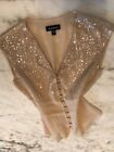 Vintage bebe ~ Beautiful Champagne Color Sequin Top ~ Blouse ~ Tiny Buttons ~ S