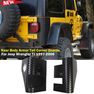 Exterior Rear Body Armor Tall Corner Guards for Jeep Wrangler TJ 1997-2006 Black