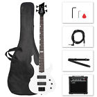 New Full Size Burning Fire Electric 4 Strings Bass Guitar Kit With 20w Amplifier