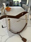 Michael Kors Ladies Large Tote Handbag Bag Shoulder Purse Cream And brown