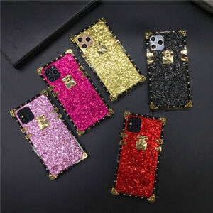For iPhone 15 14 13 12 11 XS MAX XR 8 7 6 Bling Glitter Luxury Square Case Cover