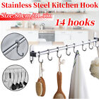 31.5in Wall Mount Pot Pan Rack 14 Hook Holder Hanging Kitchen Cookwar US HOT